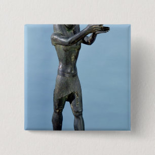 Statue of the God Horus Making a Drink 2 Inch Square Button
