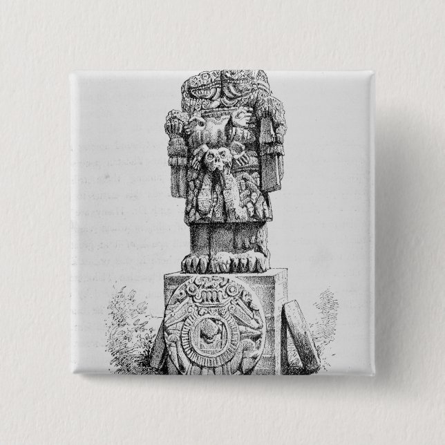 Statue of the Goddess Coatlicue 2 Inch Square Button (Front)