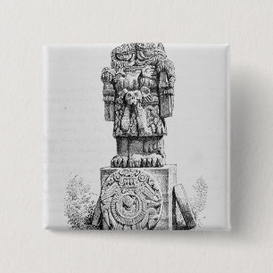 Statue of the Goddess Coatlicue 2 Inch Square Button