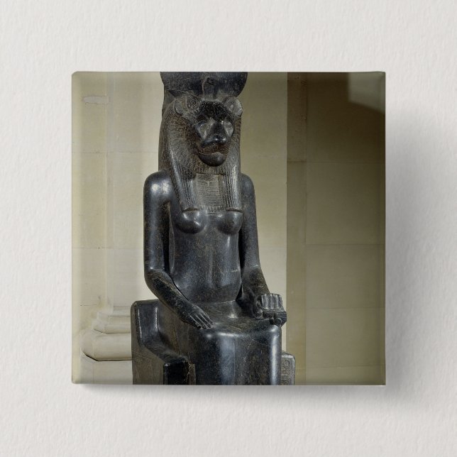 Statue of the lion-headed goddess Sekhmet, from th 2 Inch Square Button (Front)