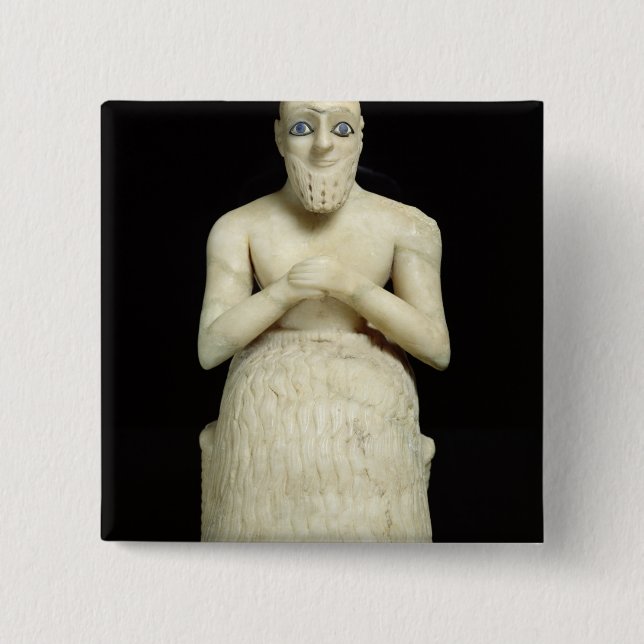 Statue of the official Ebih-Il 2 Inch Square Button (Front)