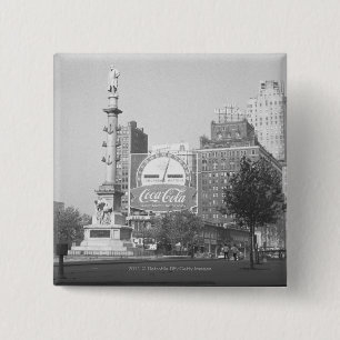 Statue on american city square B&W 2 Inch Square Button