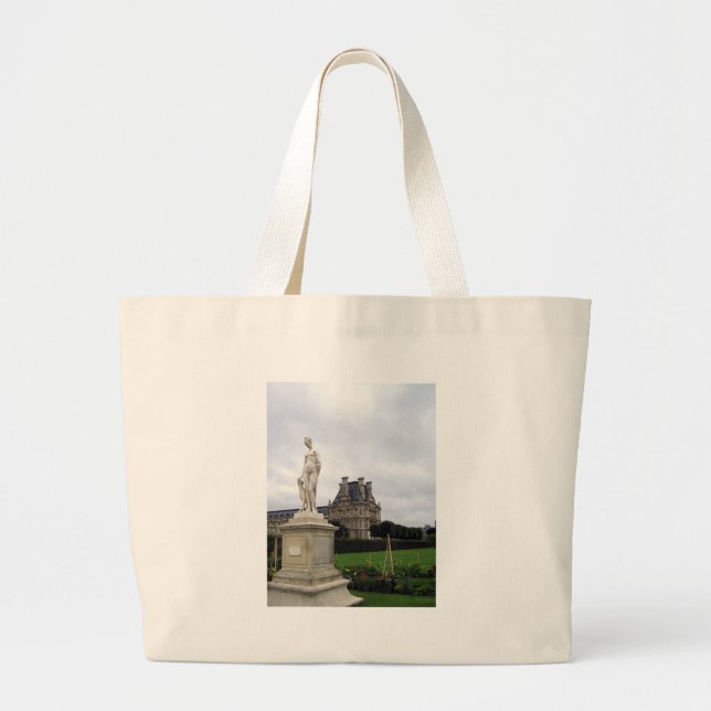 Statue on the Louvre Grounds Large Tote Bag (Front)