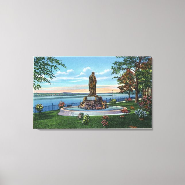 Statue Scene in Promenade Park Canvas Print (Front)