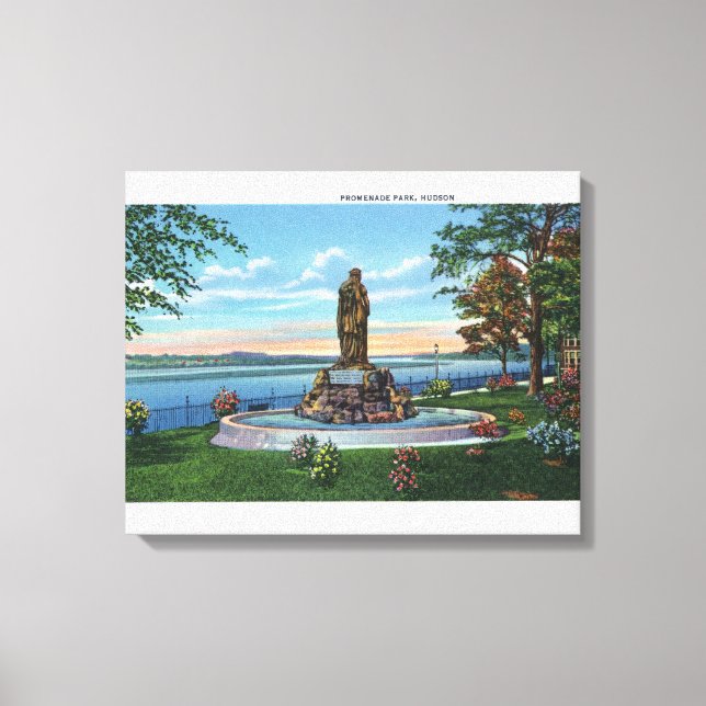 Statue Scene in Promenade Park Canvas Print (Front)