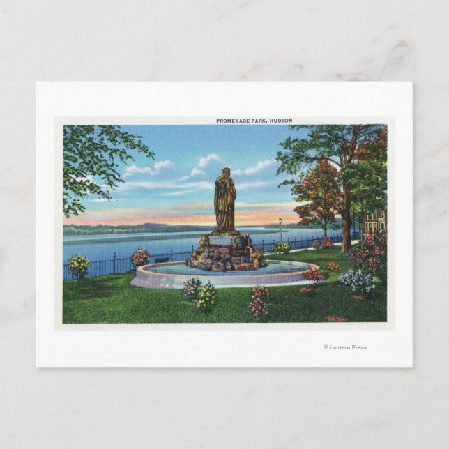 Statue Scene in Promenade Park Postcard (Front)