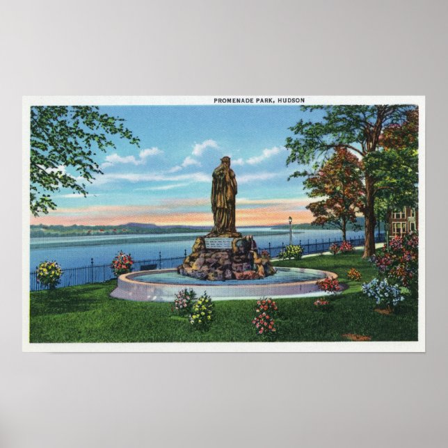 Statue Scene in Promenade Park Poster (Front)