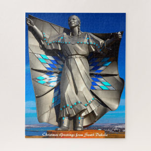Statue South Dakota.Christmas Greetings Jigsaw Puzzle