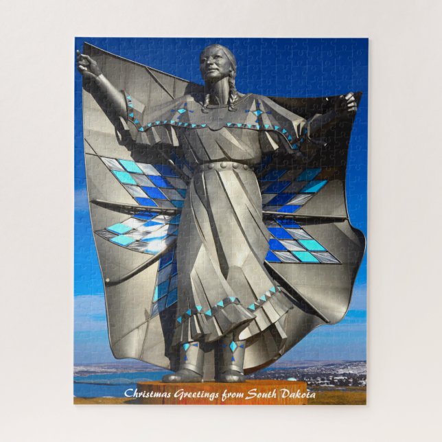 Statue South Dakota.Christmas Greetings Jigsaw Puzzle (Vertical)