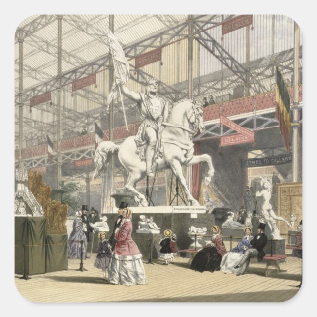 Statues in the Belgium section of the Great Exhibi Square Sticker (Front)