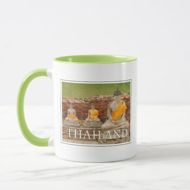 Statues of Sitting Buddhas | Ayutthaya, Thailand Mug (Left)