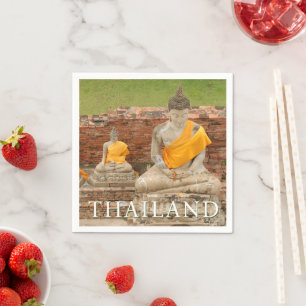 Statues of Sitting Buddhas   Ayutthaya, Thailand Napkin