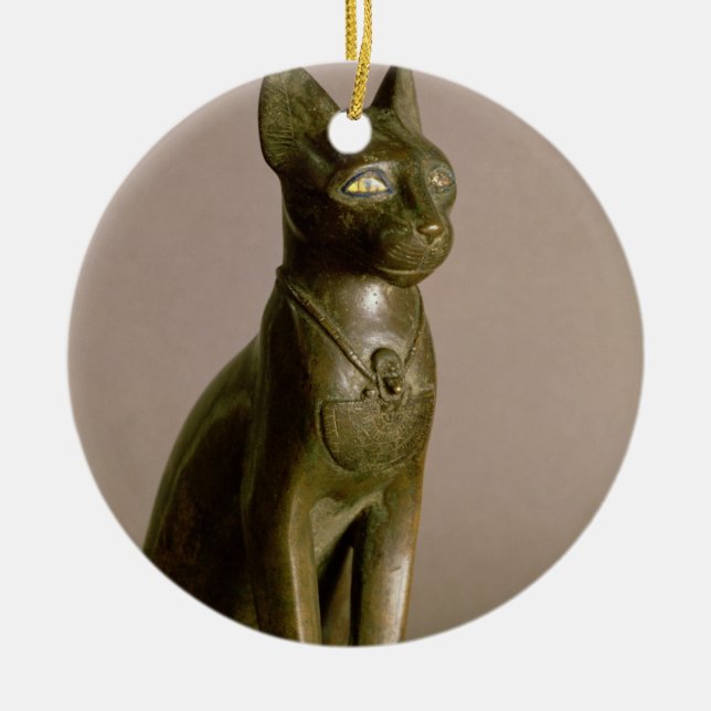Statuette of a cat representing the goddess Bastet Ceramic Ornament (Front)