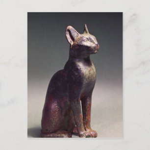 Statuette of a cat with gold earrings postcard
