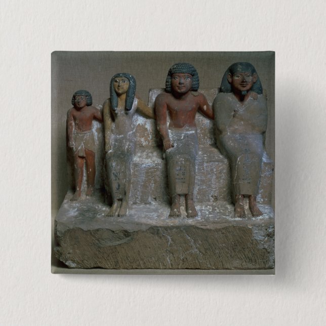 Statuette of a family group (pigment on chalk) 2 inch square button (Front)