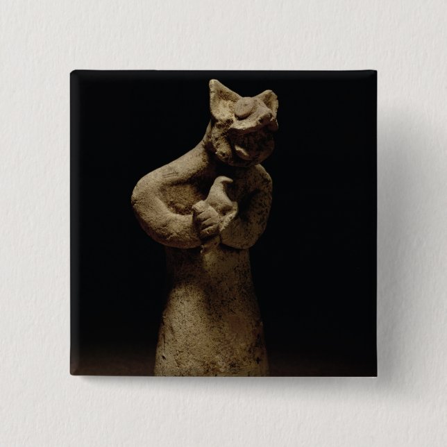 Statuette of a Lion-Headed Demon, Mesopotamia, c.5 2 Inch Square Button (Front)