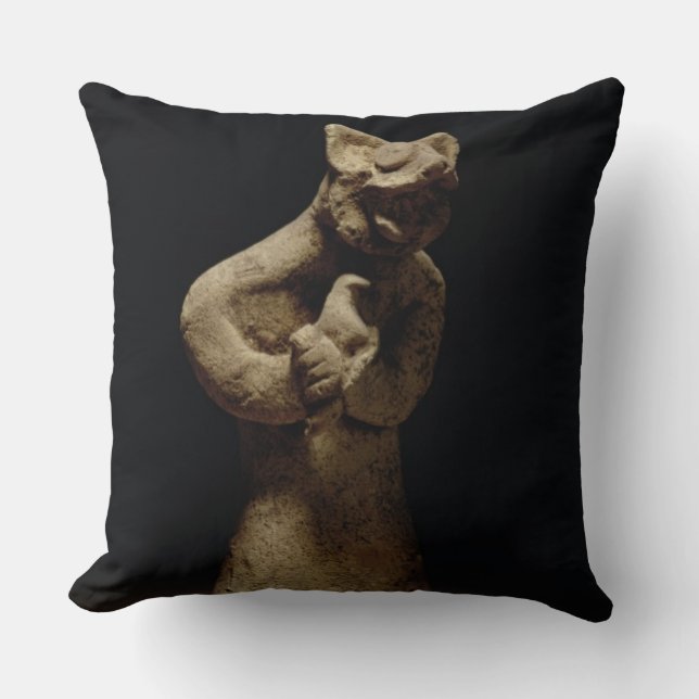 Statuette of a Lion-Headed Demon, Mesopotamia, c.5 Throw Pillow (Front)