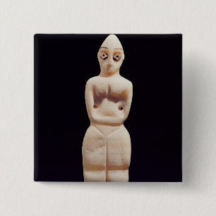Statuette of a woman, early 4th millennium BC 2 Inch Square Button