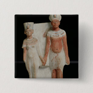 Statuette of Amenophis IV  and Nefertiti 2 Inch Square Button