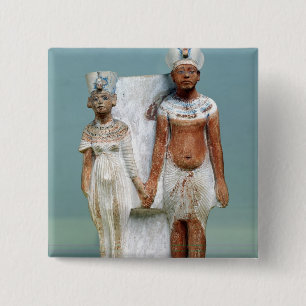 Statuette of Amenophis IV  and Nefertiti 2 Inch Square Button