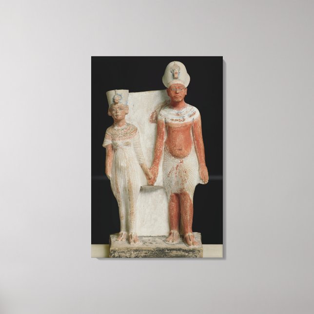 Statuette of Amenophis IV  and Nefertiti Canvas Print (Front)