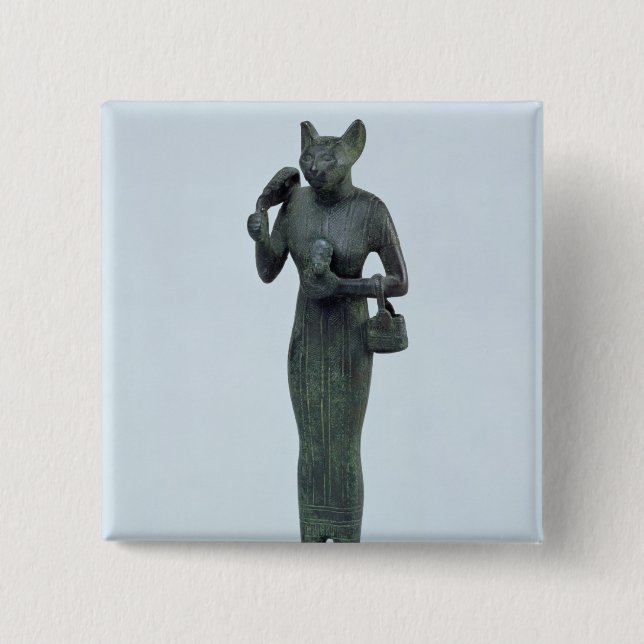 Statuette of the goddess Bastet 2 Inch Square Button (Front)