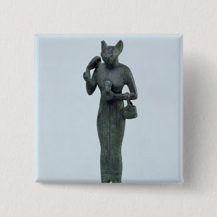 Statuette of the goddess Bastet 2 Inch Square Button