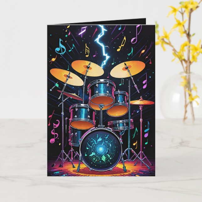 Status Cymbals Drum Set Blank Card (Yellow Flower)