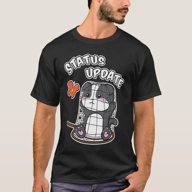 Status Update Cute  Kitten Kitty Cat Caught In Net T-Shirt (Front)