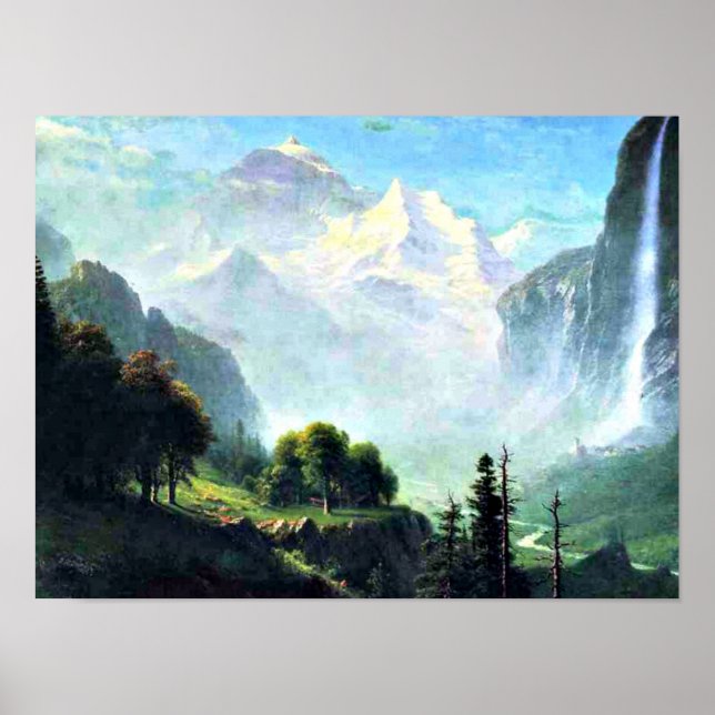 Staubbach Falls near Lauterbrunnen Switzerland Poster (Front)
