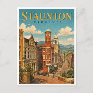 Staunton Virginia Historic Downtown GeoSaga Postcard