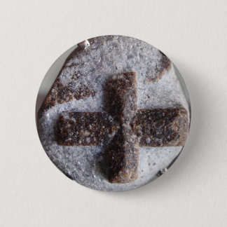 Staurolite , perfect crystal intersection 2 inch round button