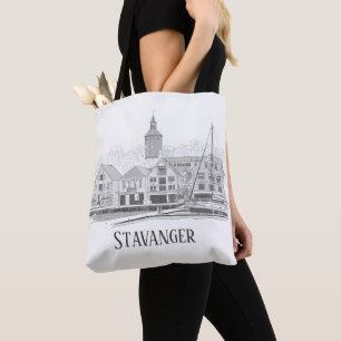 Stavanger Norway Beautiful Streetscape Drawing Tot Tote Bag