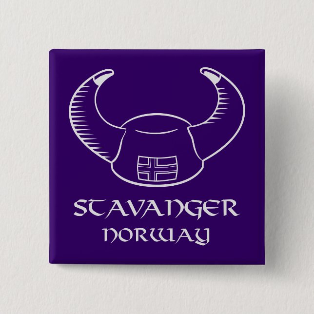 Stavanger Norway Viking Hat 2 Inch Square Button (Front)