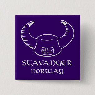 Stavanger Norway Viking Hat 2 Inch Square Button