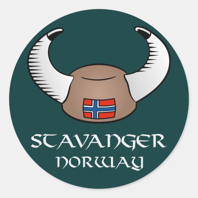 Stavanger Norway Viking Hat Classic Round Sticker (Front)