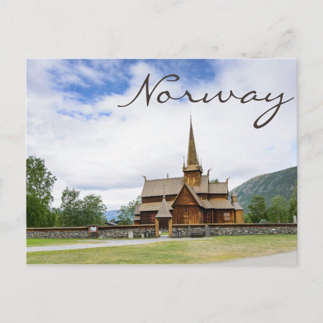 Stave church à Lom, Norvège text carte postale (Devant)
