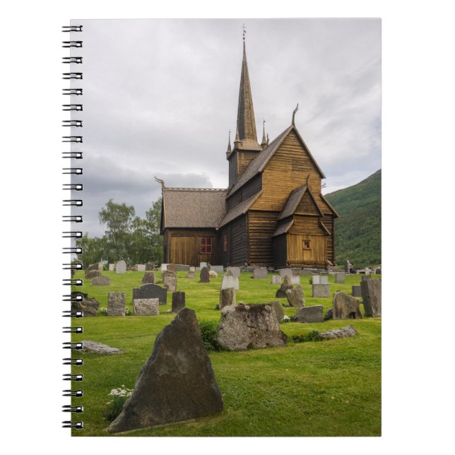 Stave church with graveyard in Norway Notebook (Front)
