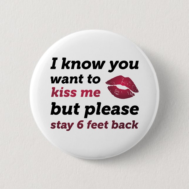 Stay 6 Feet Back 2 Inch Round Button (Front)