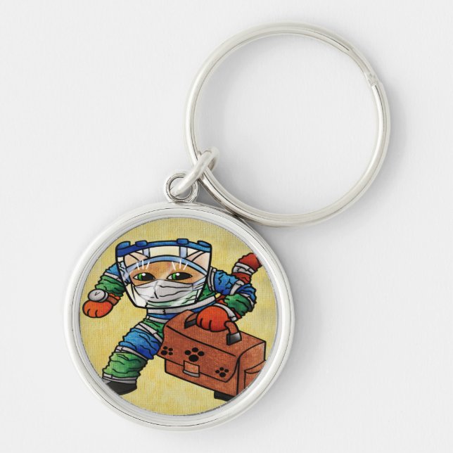 Stay Alert Safety Cat Keychain (Front)
