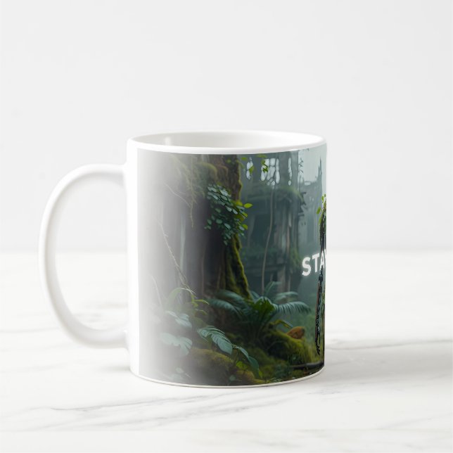 Stay Alive Mossy Robot Ceramic Mug (Left)