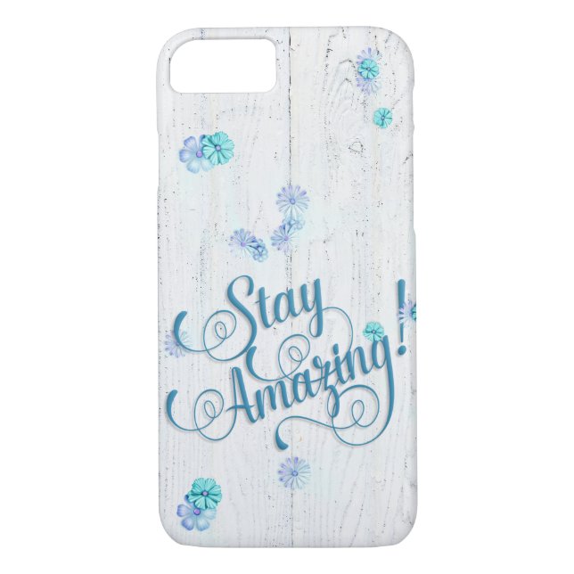 Stay Amazing with daisies on wood Case-Mate iPhone Case (Back)