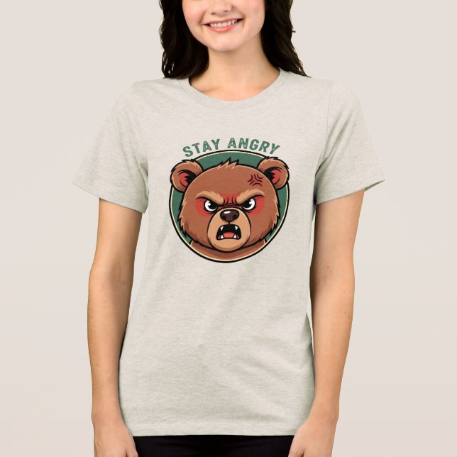 Stay Angry Bear Tri-Blend Shirt (Front)
