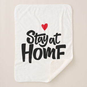 Stay At Home Heart Sherpa Blanket