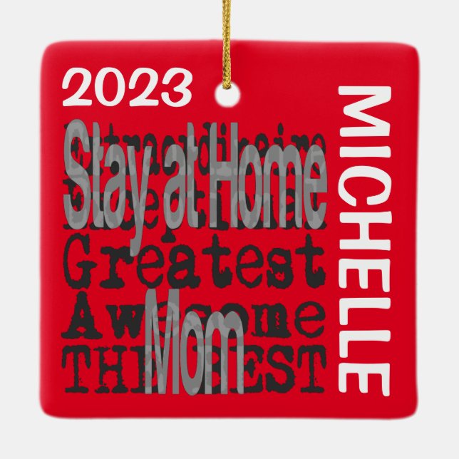 Stay at Home Mom Extraordinaire CUSTOM Ceramic Ornament (Back)