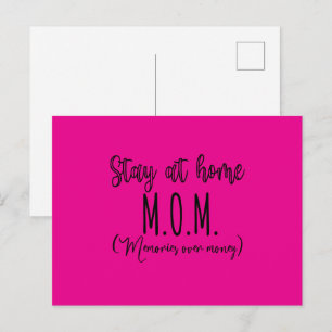 Stay At Home Mom Memories Over Money Postcard