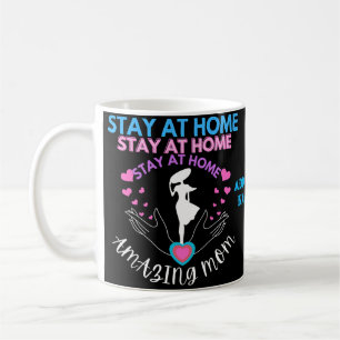 Stay At Home Mom Pink & Blue Silhouette Woman Chic Coffee Mug