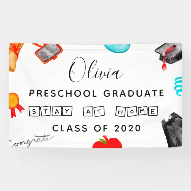 “Stay at Home“ Preschool Graduation 2020 Banner (Horizontal)