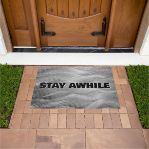 Stay Awhile Brushed Metal Abstract Doormat