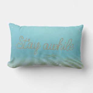 Stay Awhile Ocean Nautical Rope Lumbar Pillow